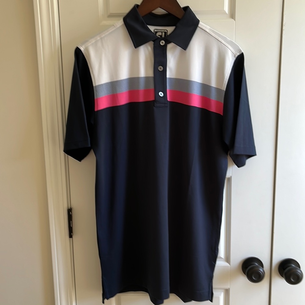 FootJoy Men's Polo Shirt - Black, White, Pink